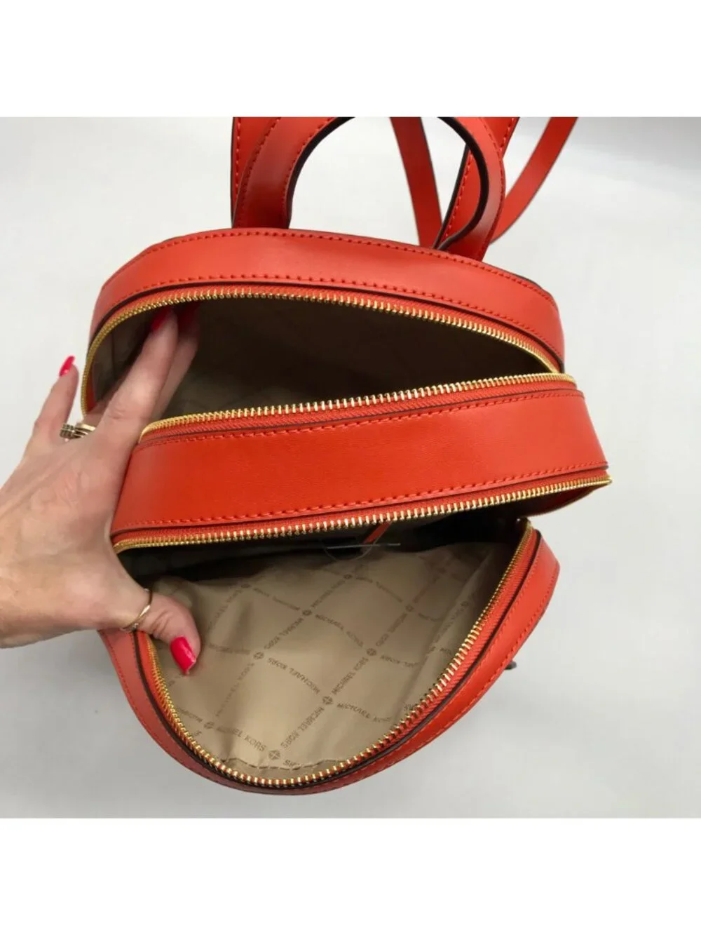 Michael Kors Red Clay Jaycee Zip Pocket Backpack Bag